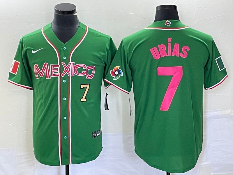 Men 2023 World Cub Mexico #7 Urias Green pink Nike MLB Jersey11